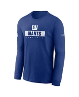 Nike Men's Royal New York Giants Sideline Performance Long Sleeve T-Shirt