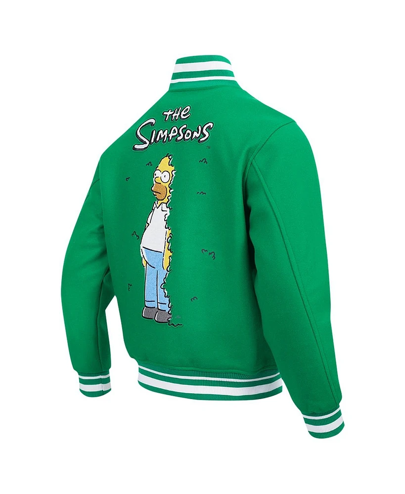 Freeze Max Men's Homer Simpson Kelly Green the Simpsons Hiding Bushes Full-Zip Varsity Jacket