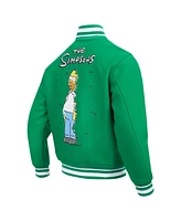 Freeze Max Men's Homer Simpson Kelly Green The Simpsons Hiding in the Bushes Full-Zip Varsity Jacket