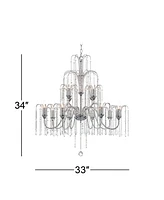 Vienna Full Spectrum Crystal Rain Chrome Silver Tiered Large Chandelier Lighting 33" Wide Traditional 12-Light Fixture for Dining Room House Foyer Ent