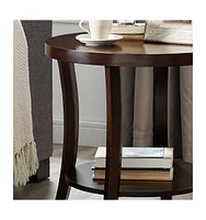 Streamdale Furniture Perth Contemporary Oval Shelf End Table, Espresso