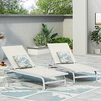 Simplie Fun Premium Outdoor Mesh Chaise Lounge Set for Relaxation and Comfort