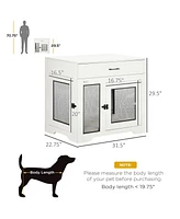 Streamdale Furniture Versatile Dog Crate & Side Table with Cozy Cushion, Drawer, and Sturdy Construction