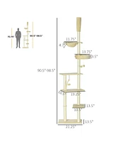 Streamdale Furniture Ultimate Cat Heaven 98" Adjustable Cat Tree with Scratchers, Toys, and Panoramic View