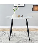 Streamdale Furniture Sturdy Marble-Style Desk with Stable Metal Legs