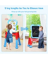 Costway Height Adjustable Kids Art Easel Magnetic Double Sided Board w/ Accessories