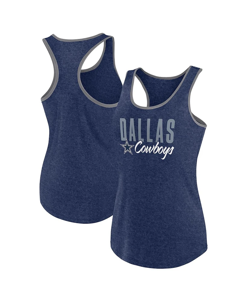 Fanatics Women's Heather Navy Dallas Cowboys Fuel Racerback Tank Top