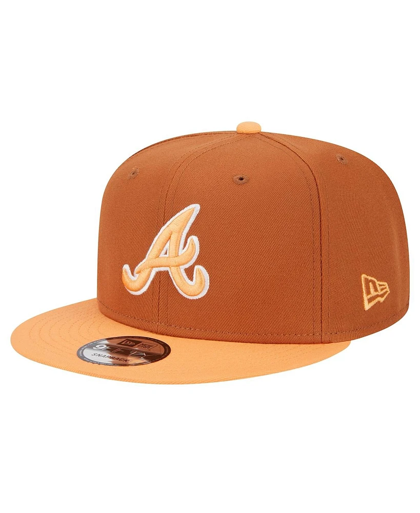 New Era Men's Brown Atlanta Braves Spring Color Two-Tone 9FIFTY Snapback Hat