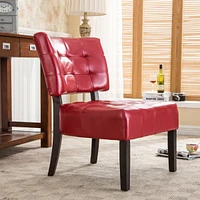 Streamdale Furniture Blended Leather Tufted Accent Chair with Oversized Seating, Red