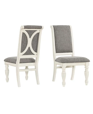 Simplie Fun Antique White Solid Wood Upholstered Dining Chairs, Set of 2