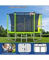 Streamdale Furniture 10FT Trampoline with Safety Enclosure and Basketball Hoop