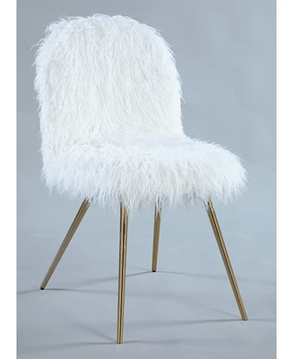 Simplie Fun Faux Fur Accent Chair with Gold Legs