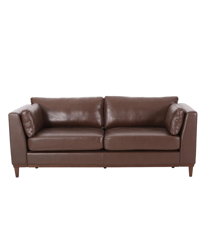 Simplie Fun Contemporary Faux Leather Sofa with Rubberwood Legs