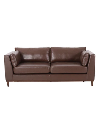 Simplie Fun Contemporary Faux Leather Sofa with Rubberwood Legs