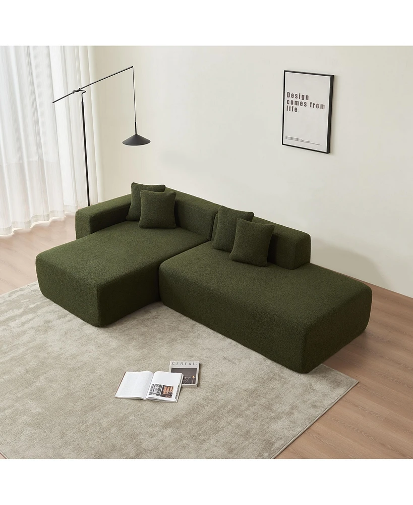 Streamdale Furniture Ultra Comfort Modular Sectional Sofa with Removable Pillows in Sherpa Fabric