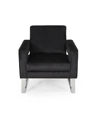 Simplie Fun Modern Velvet Club Chair with Geometric Accents and Stainless Steel Legs