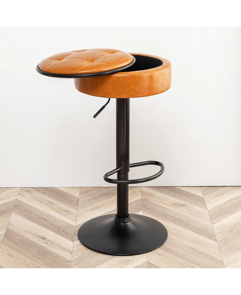 Simplie Fun Comfortable Swivel Barstools with Adjustable Height, Storage