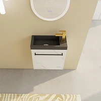 Compact Wall-Mounted Vanity Soft-Close Doors, Resin Sink, Scratch-Resistant Surface
