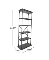 Industrial Pipe Bookcase with Firwood Shelves and Durable Iron Frame