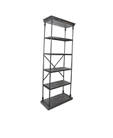 Streamdale Furniture Industrial Pipe Bookcase with Firwood Shelves and Durable Iron Frame