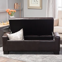 Streamdale Furniture Rothwell Brown Leather Tufted Storage Ottoman