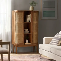 Streamdale Furniture Boho Style Acacia Wood Bookcase with Cane Webbing