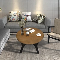 Mid-Century Solid Wood Coffee Table with Easy Assembly
