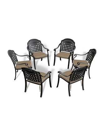 Simplie Fun Versatile Aluminum Armchair with Stackable Design and Comfortable Cushions (Black)