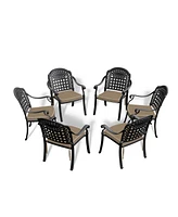 Simplie Fun Versatile Aluminum Armchair with Stackable Design and Comfortable Cushions (Black)