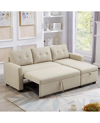 Simplie Fun Swapping Sectional Sofa Bed with Chaise Lounge & Sleeper