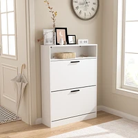 Versatile Flip-Top Shoe Cabinet Adjustable Storage, Durable Mdf Construction