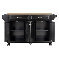 Cambridge Natural Wood Top Kitchen Island with Storage