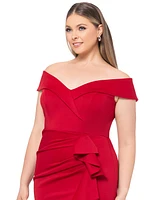 Xscape Plus Off-The-Shoulder Scuba Crepe Gown