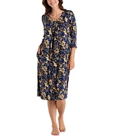 Miss Elaine Women's Floral 3/4-Sleeve Nightgown