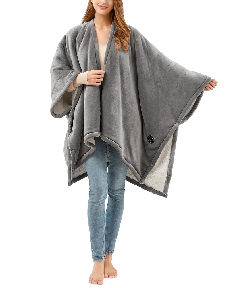 Sharper Image Heated Fleece Snuggle Wrap Throw