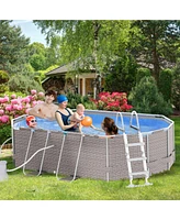 Outsunny Above Ground Swimming Pool, Non-Inflatable Frame Pool,