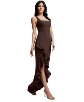 Dress the Population Women's Charlene Ruffled High-Low Gown