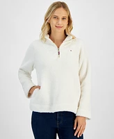 Tommy Hilfiger Women's Sherpa Mock Neck Long-Sleeve Sweatshirt