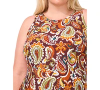 Msk Plus Paisley-Print Keyhole Shift Dress