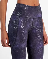 Id Ideology Women's Midnight Foil 7/8 Leggings, Created for Macy's