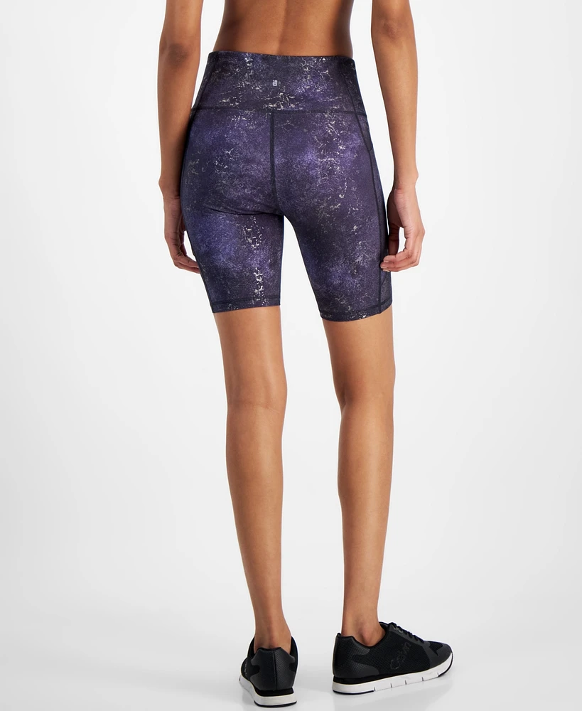 Id Ideology Women's Midnight Foil Bike Shorts, Created for Macy's