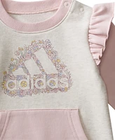 adidas Baby Girls Long Sleeve French Terry Ruffle Coveralls