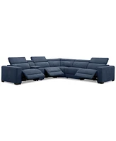 Nevio 6-Pc. Fabric Power Headrest Sectional with Console and 3 Motion Chairs