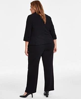 Kasper Plus Size Shawl Collar 3 4 Sleeve Blazer Pants