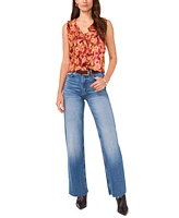 Vince Camuto Women's Floral-Print Ruffled-Neck Top