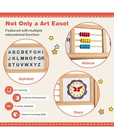 Costway 3-in-1 Wooden Art Easel for Kids Double Sided Easel