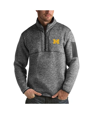 Antigua Men's Charcoal Michigan Wolverines Fortune Half-Zip Sweatshirt