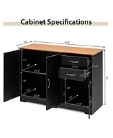 Costway Buffet Sideboard Kitchen Cupboard Storage Cabinet with 2 Drawers & 3 Doors