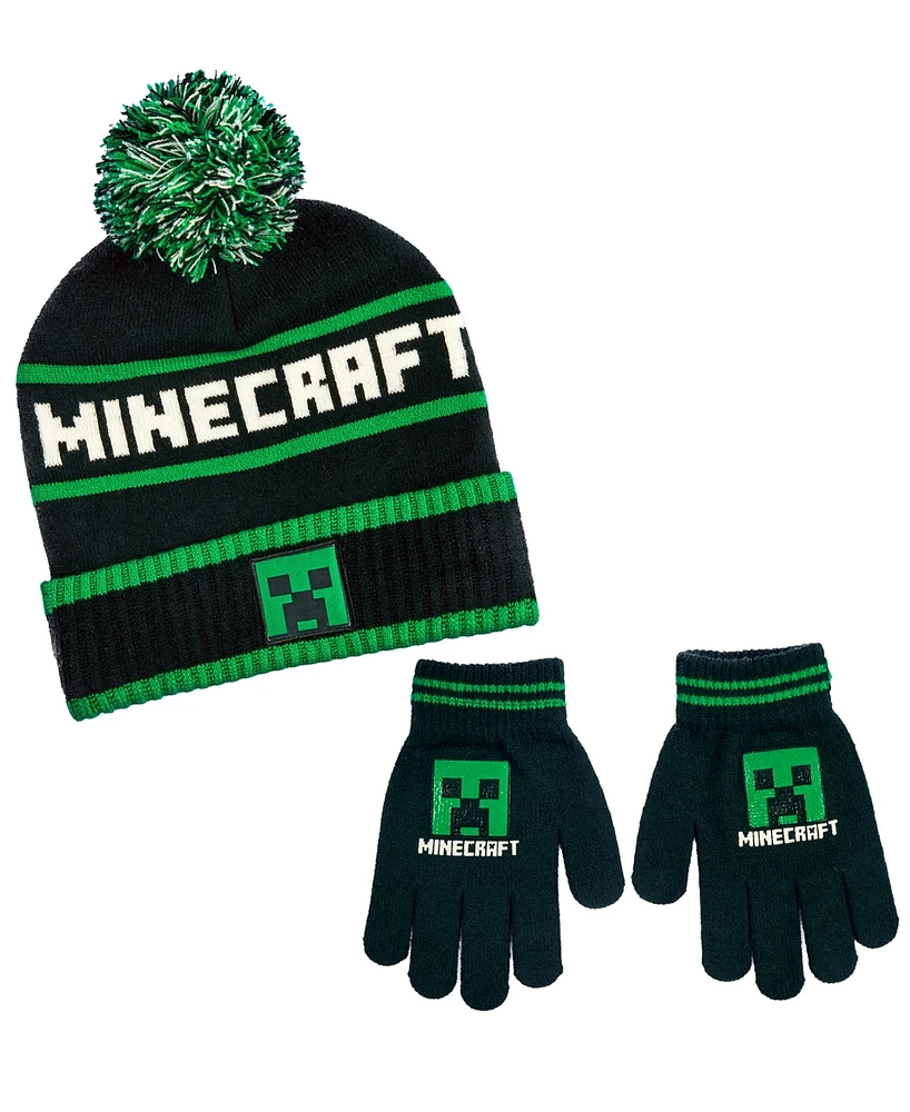 Minecraft Big Boys Hat and Gloves Set 2 Pc