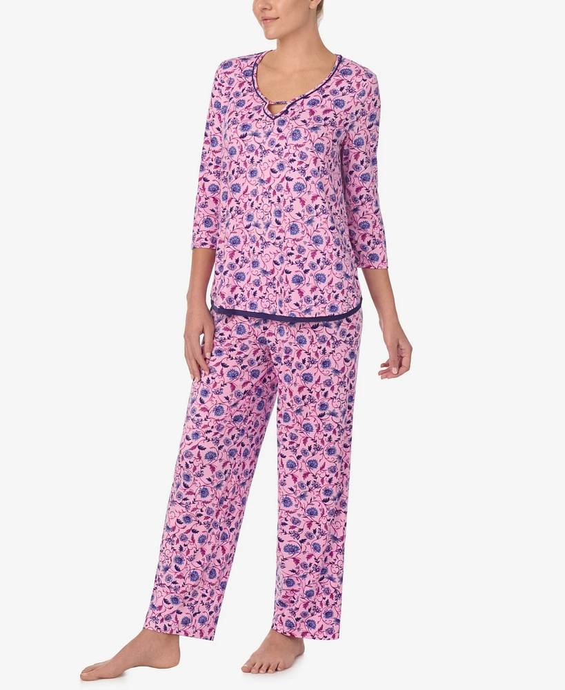 Ellen Tracy Women's 3/4-Sleeve Pajama Pants Set